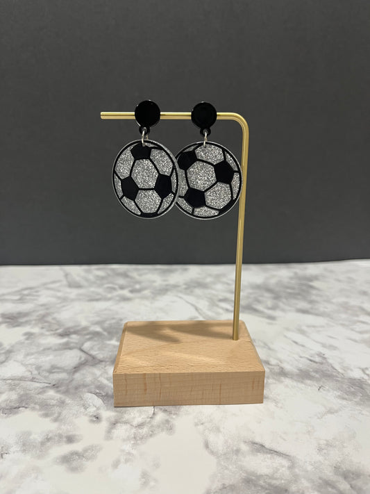 Gliitter Soccer Ball Dangle Earrings