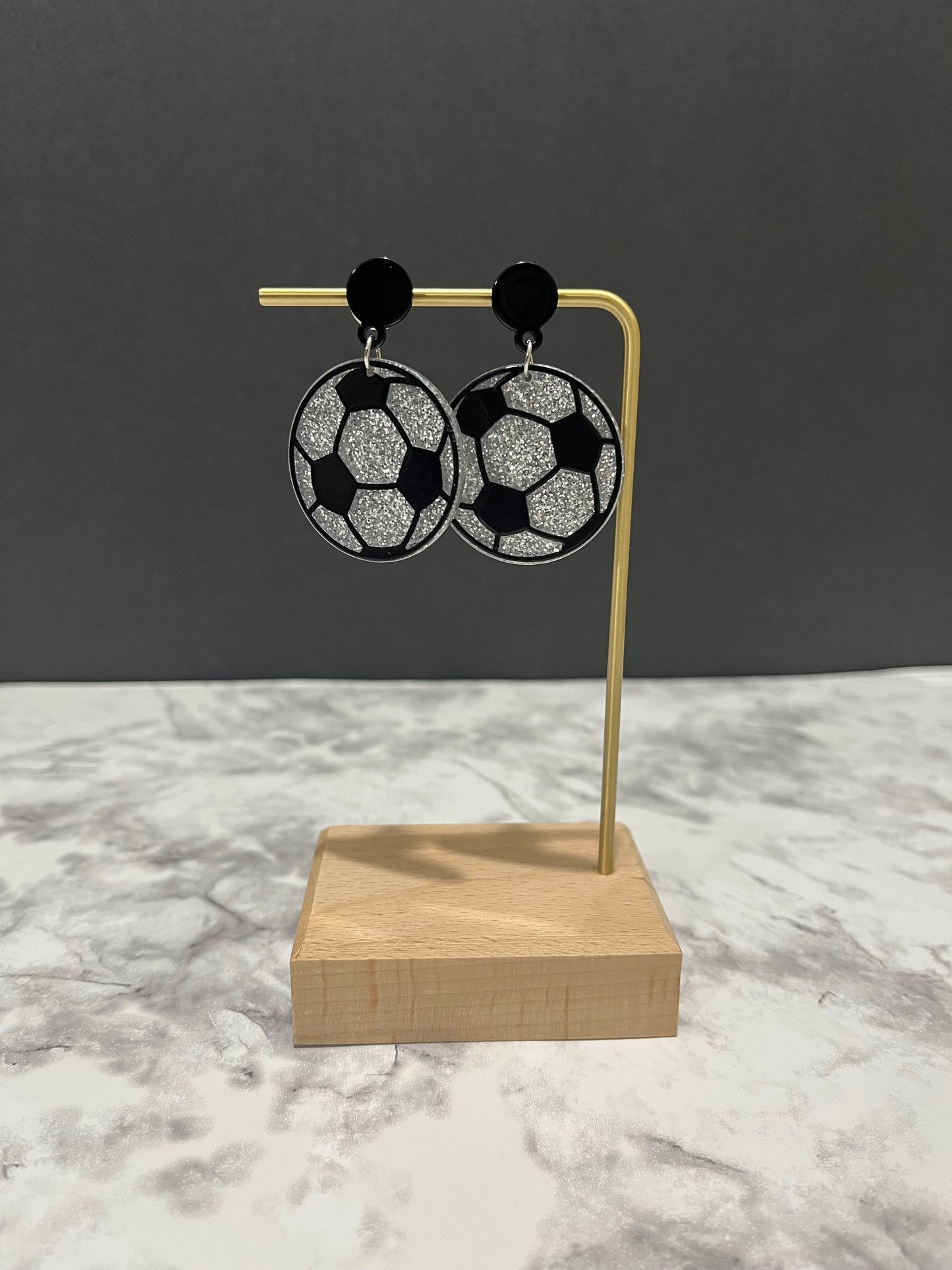 Gliitter Soccer Ball Dangle Earrings